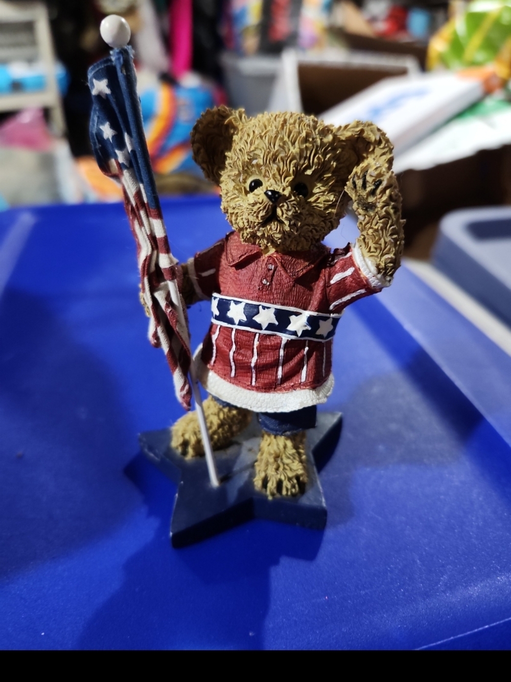 Home Interior Kuddles Korner July Bear 11914 2002 approx 5" tall patriotic